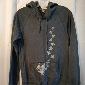 KAVIO! Hoodie Sweatshirt Jr. XL Black Doves Birds Alaska Design Pullover Sporty